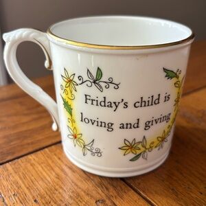 Royal Worcester Days of the Week Mug Friday's Child-Bone China - Made in England